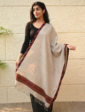 Load image into Gallery viewer, Exclusive Soft Himachal Wool Stole with Woven Border - Desert Trail