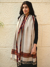 Load image into Gallery viewer, Exclusive Soft Himachal Wool Stole with Woven Border - Desert Trail