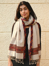 Load image into Gallery viewer, Exclusive Soft Himachal Wool Stole with Woven Border - Desert Trail
