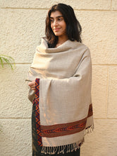 Load image into Gallery viewer, Exclusive Soft Himachal Wool Stole with Woven Border - Desert Trail