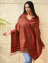 Load image into Gallery viewer, Exclusive Soft Himachal Wool Stole with Woven Border - Ember Stripes