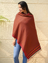 Load image into Gallery viewer, Exclusive Soft Himachal Wool Stole with Woven Border - Ember Stripes