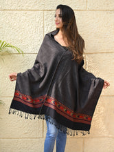 Load image into Gallery viewer, Exclusive Soft Himachal Wool Stole with Woven Border - Gun Stone