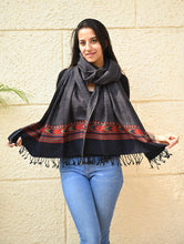 Load image into Gallery viewer, Exclusive Soft Himachal Wool Stole with Woven Border - Gun Stone