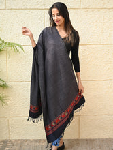 Load image into Gallery viewer, Exclusive Soft Himachal Wool Stole with Woven Border - Gun Stone