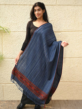 Load image into Gallery viewer, Exclusive Soft Himachal Wool Stole with Woven Border - Indigo Glen