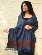Load image into Gallery viewer, Exclusive Soft Himachal Wool Stole with Woven Border - Indigo Trail