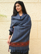 Load image into Gallery viewer, Exclusive Soft Himachal Wool Stole with Woven Border - Indigo Trail
