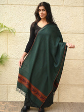 Load image into Gallery viewer, Exclusive Soft Himachal Wool Stole with Woven Border - Moss Trail