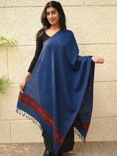 Load image into Gallery viewer, Exclusive Soft Himachal Wool Stole with Woven Border - Ocean Trail