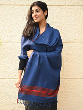 Load image into Gallery viewer, Exclusive Soft Himachal Wool Stole with Woven Border - Ocean Trail