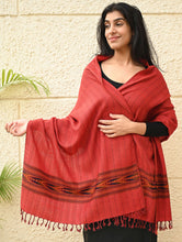Load image into Gallery viewer, Exclusive Soft Himachal Wool Stole with Woven Border - Redwood Ember