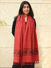 Load image into Gallery viewer, Exclusive Soft Himachal Wool Stole with Woven Border - Redwood Ember