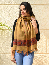 Load image into Gallery viewer, Exclusive Soft Himachal Wool Stole with Woven Border - Sandstone