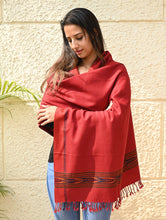 Load image into Gallery viewer, Exclusive Soft Himachal Wool Stole with Woven Border - Scarlet Trail