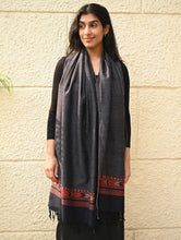 Load image into Gallery viewer, Exclusive Soft Himachal Wool Stole with Woven Border - Smoky Trail