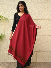 Load image into Gallery viewer, Exclusive Soft Himachal Wool Stole with Woven Border - Sunset Rose