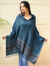 Load image into Gallery viewer, Exclusive Soft Himachal Wool Stole with Woven Border - Teal Slate