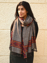 Load image into Gallery viewer, Exclusive Soft Himachal Wool Stole with Woven Border - Woodland Trail
