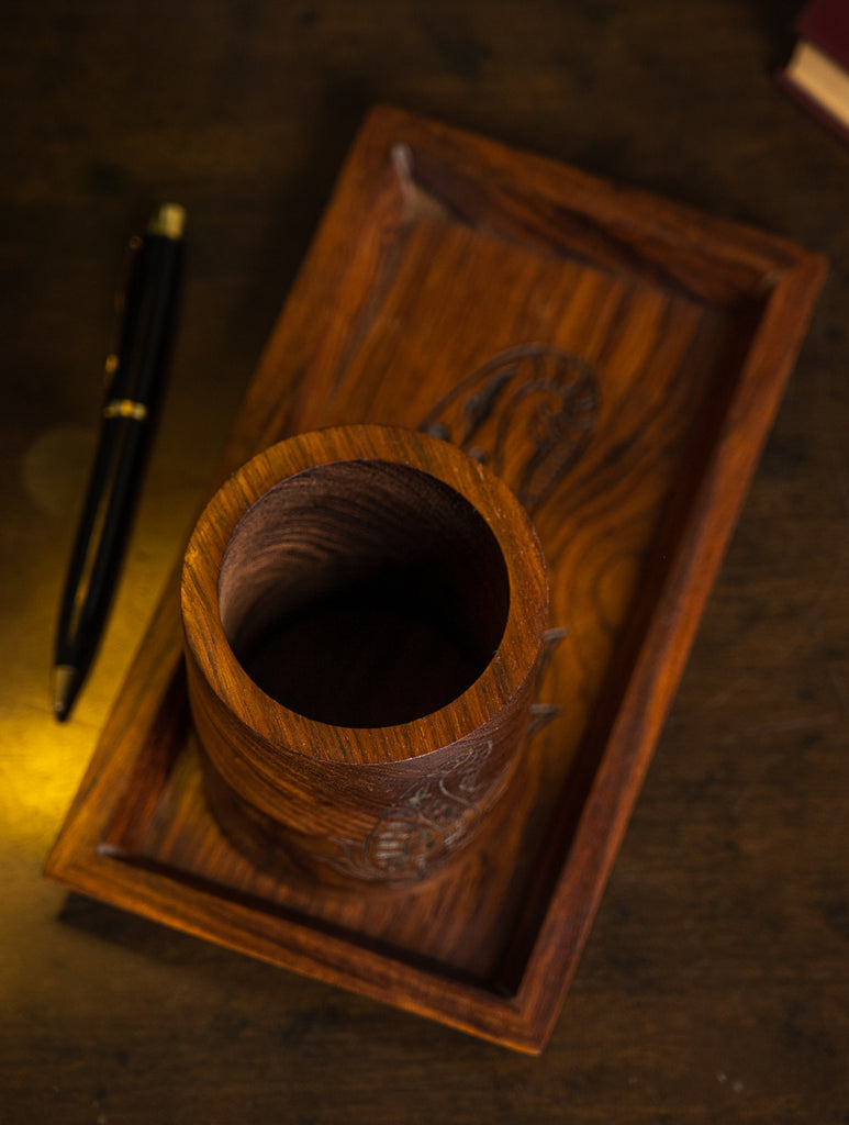 Exclusive Wooden Engraved Desk Set - Paisley (2 Pc Set)