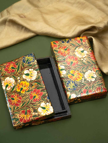 Exclusive, Fine Kashmiri Art Decorative Boxes- Floral Medley (Set of 2)