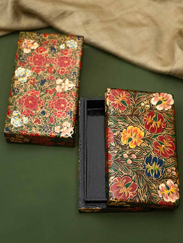 Exclusive, Fine Kashmiri Art Decorative Boxes- Floral Symphony (Set of 2)