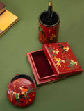 Exclusive, Fine Kashmiri Art Desk Set - Red Polo (Set of 3)