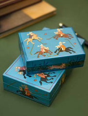 Exclusive, Fine Kashmiri Art Utility Boxes - Polo Players (Set of 2)