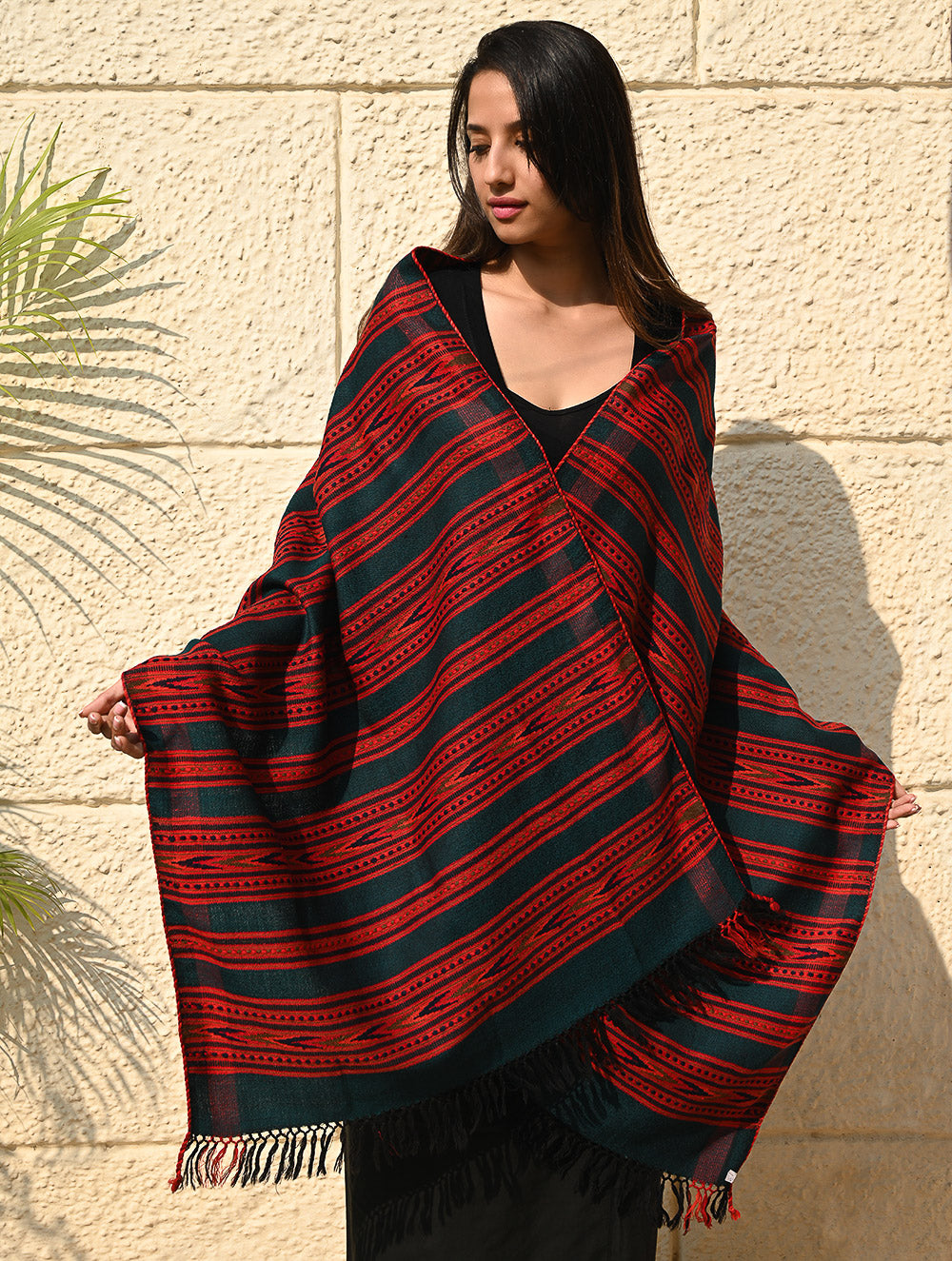 Load image into Gallery viewer, Exclusive, Soft Himachal Wool Pattu Stole - Pinefire