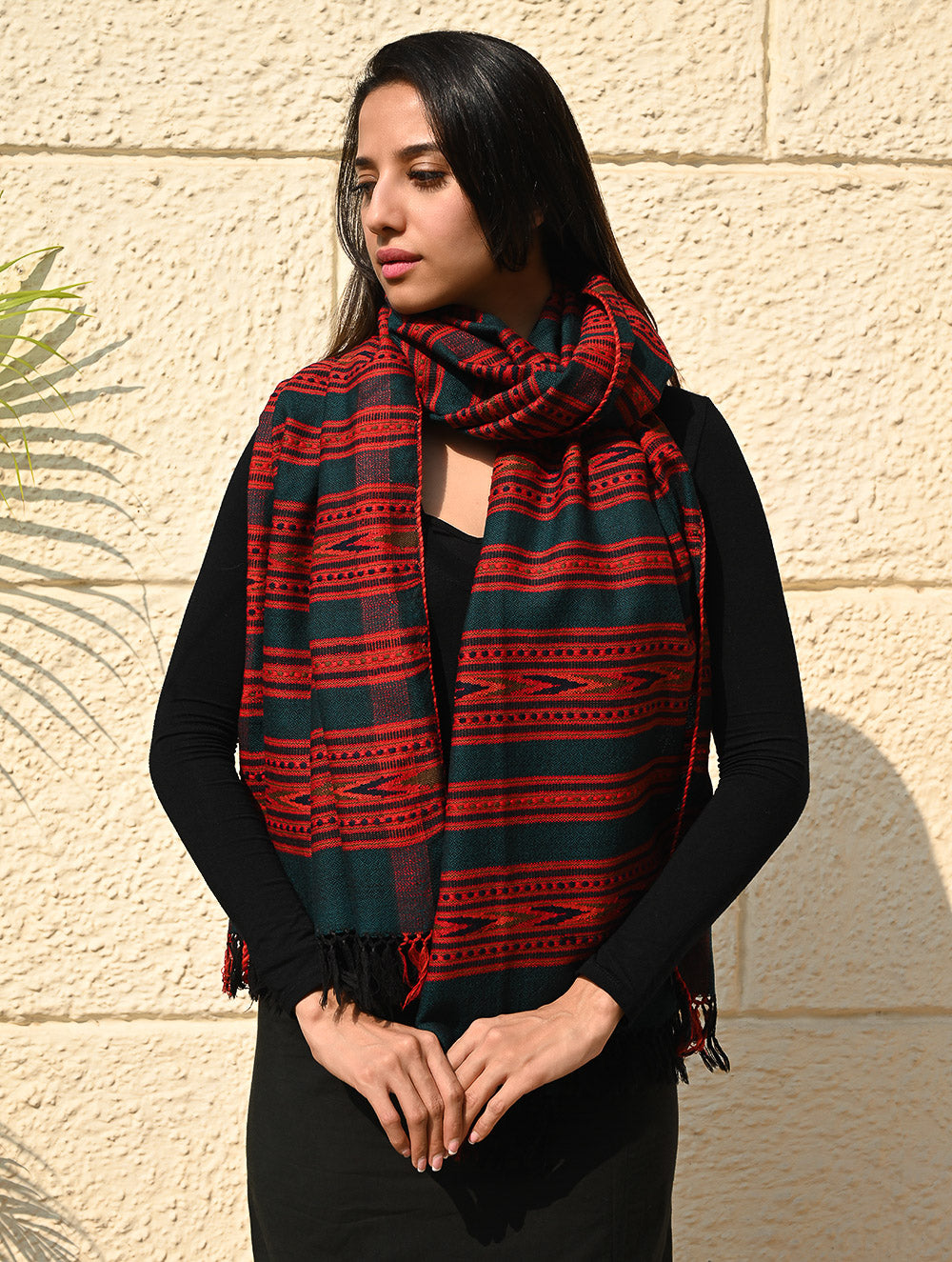 Load image into Gallery viewer, Exclusive, Soft Himachal Wool Pattu Stole - Pinefire