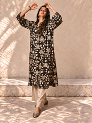 Exclusive, Authentic Kalamkari Silk Viscose Blend Loose Fit Kurta Set - Peacocks (2 pc set)