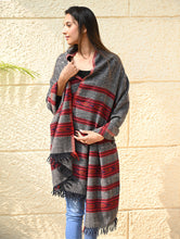 Load image into Gallery viewer, Fine, Soft Himachal Self Striped Wool Shawl - 3 Panels, Blush Granite