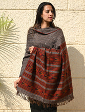 Load image into Gallery viewer, Fine, Soft Himachal Self Striped Wool Shawl - 3 Panels, Earthbound