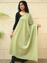 Load image into Gallery viewer, Fine, Soft Himachal Wool Self Striped Shawl - Mist Green