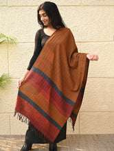 Load image into Gallery viewer, Fine, Soft Himachal Wool Self Striped Stole - Golden Dawn