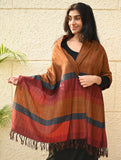 Fine, Soft Himachal Wool Self Striped Stole - Golden Dawn