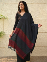 Load image into Gallery viewer, Fine, Soft Himachal Wool Self Striped Stole - Grey Dusk