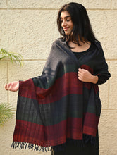 Load image into Gallery viewer, Fine, Soft Himachal Wool Self Striped Stole - Grey Dusk