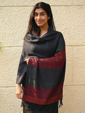 Load image into Gallery viewer, Fine, Soft Himachal Wool Self Striped Stole - Grey Dusk