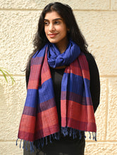Load image into Gallery viewer, Fine, Soft Himachal Wool Self Striped Stole - Ink and Ember