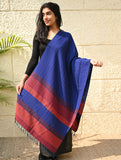 Fine, Soft Himachal Wool Self Striped Stole - Ink and Ember