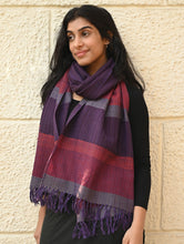 Load image into Gallery viewer, Fine, Soft Himachal Wool Self Striped Stole - Sakura Sky