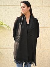 Load image into Gallery viewer, Fine, Soft Himachal Wool Striped Muffler - Iron Mist