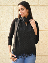 Load image into Gallery viewer, Fine, Soft Himachal Wool Striped Muffler - Iron Mist
