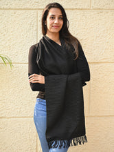 Load image into Gallery viewer, Fine, Soft Himachal Wool Striped Muffler - Iron Mist