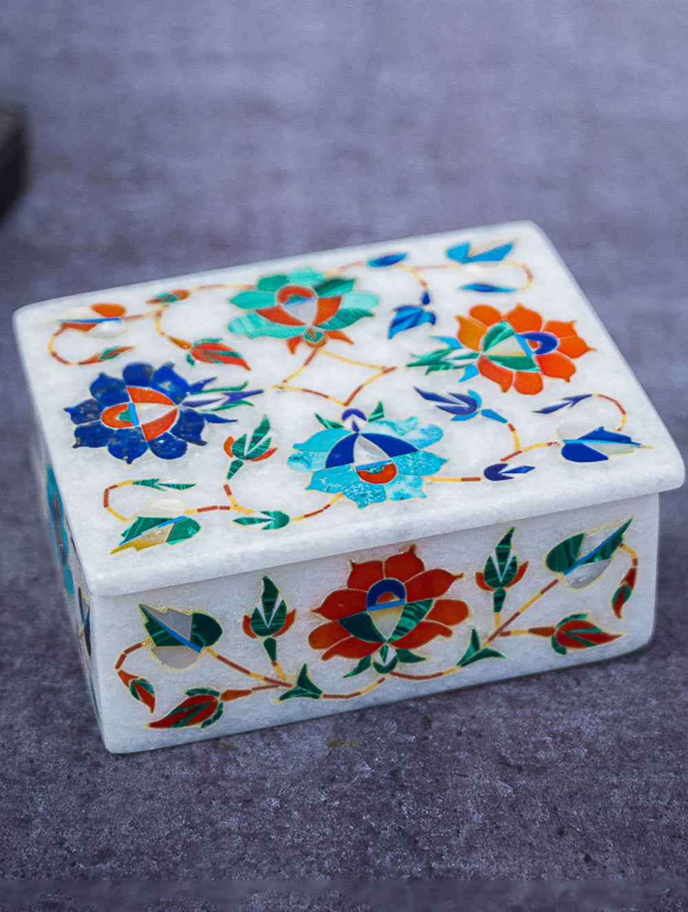 Load image into Gallery viewer, Floral Tapestry Marble Inlay Box