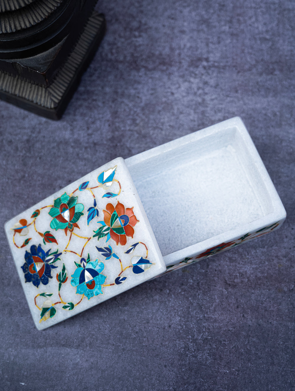 Load image into Gallery viewer, Floral Tapestry Marble Inlay Box