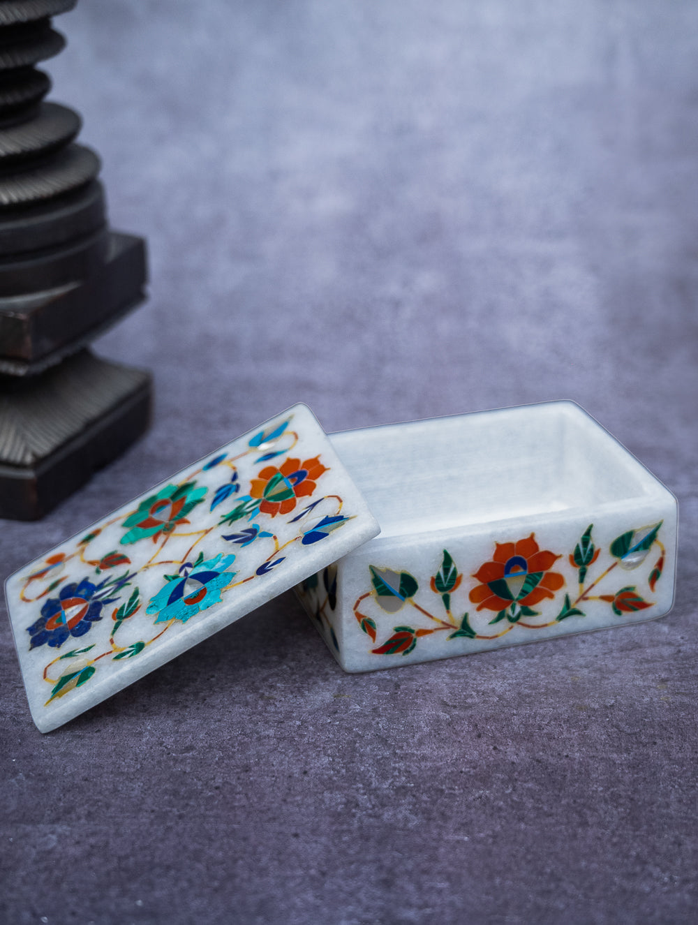 Load image into Gallery viewer, Floral Tapestry Marble Inlay Box