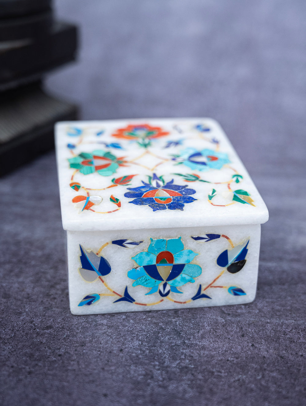 Load image into Gallery viewer, Floral Tapestry Marble Inlay Box