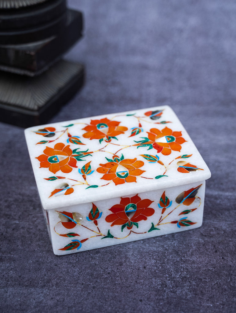 Floral Tapestry Marble Inlay Box